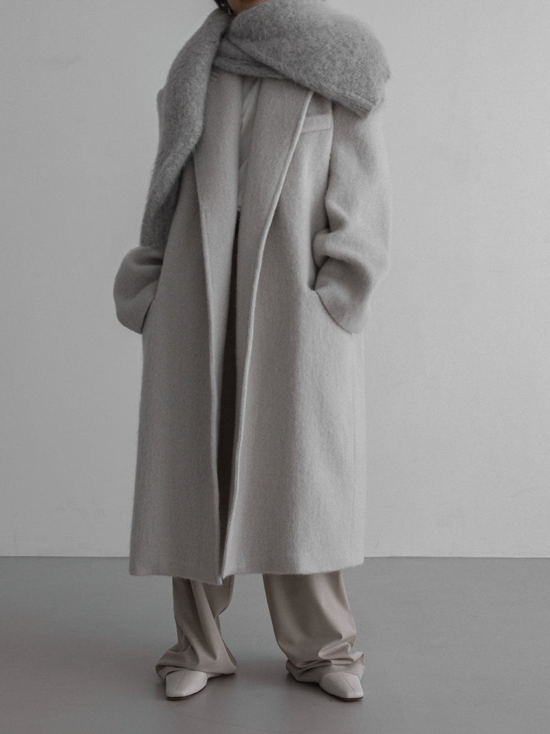 PEAKED LAPEL MOHAIR MAXI COAT