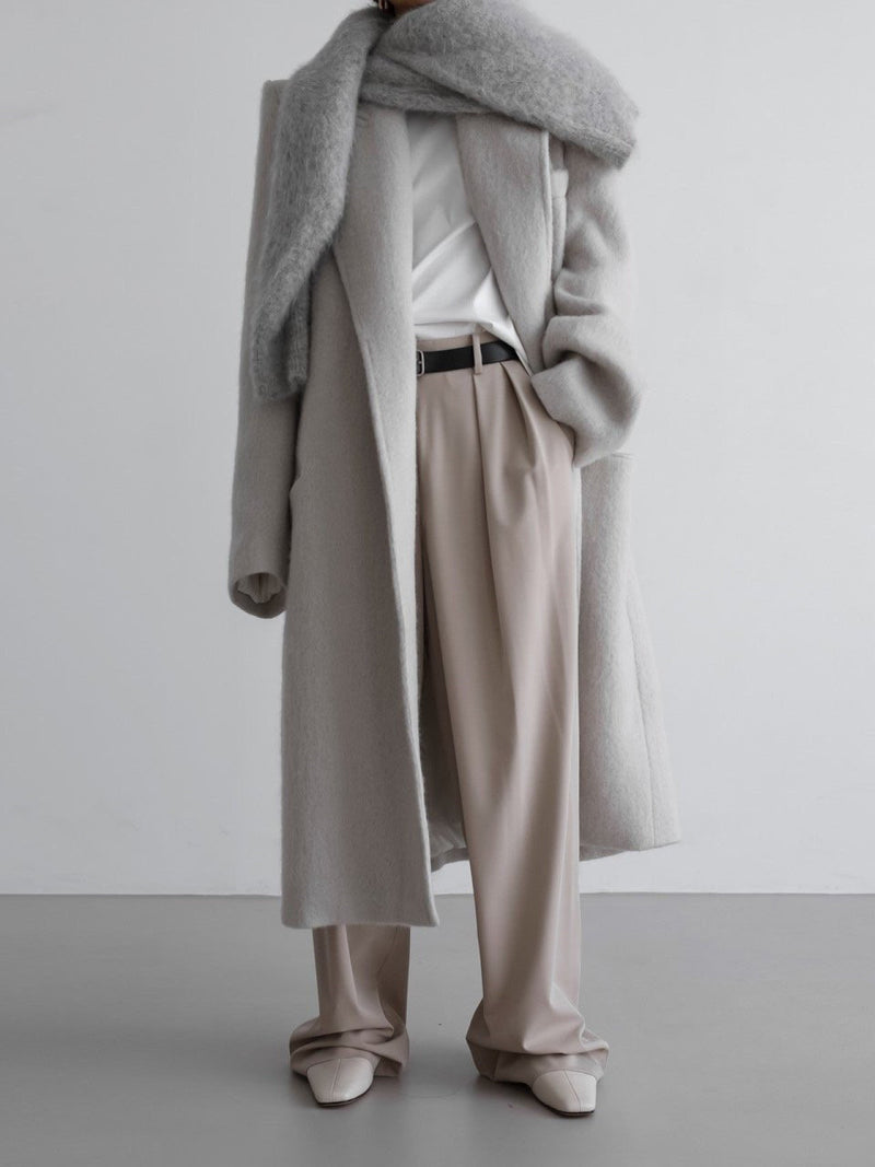 PEAKED LAPEL MOHAIR MAXI COAT