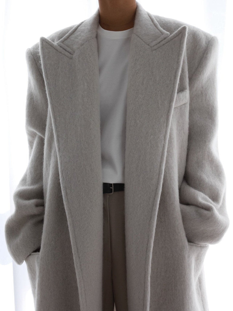 PEAKED LAPEL MOHAIR MAXI COAT