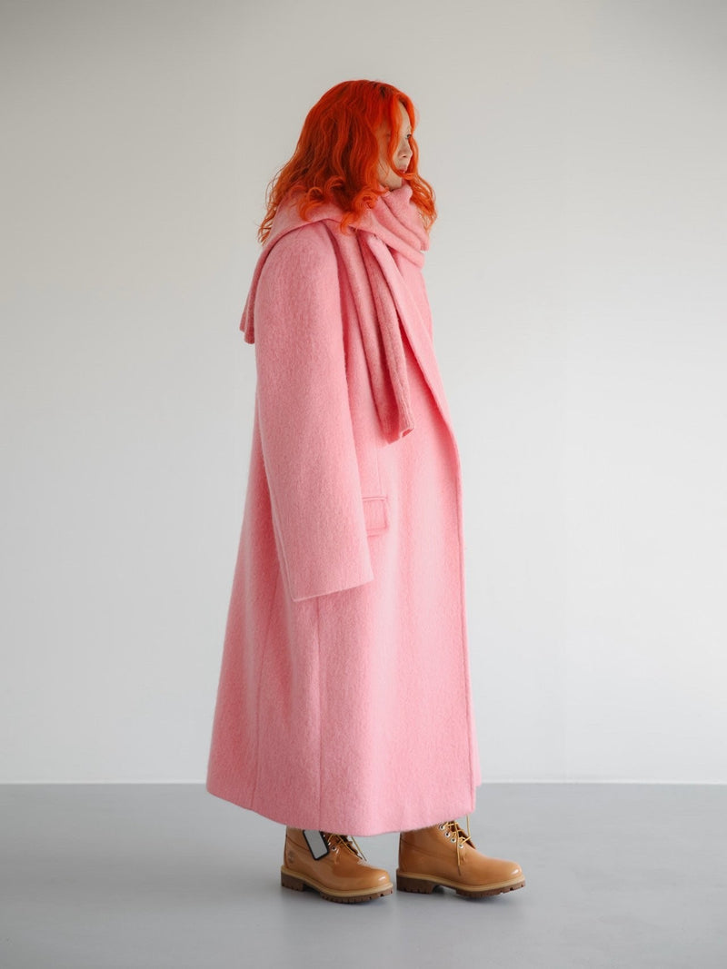 PEAKED LAPEL MOHAIR MAXI COAT