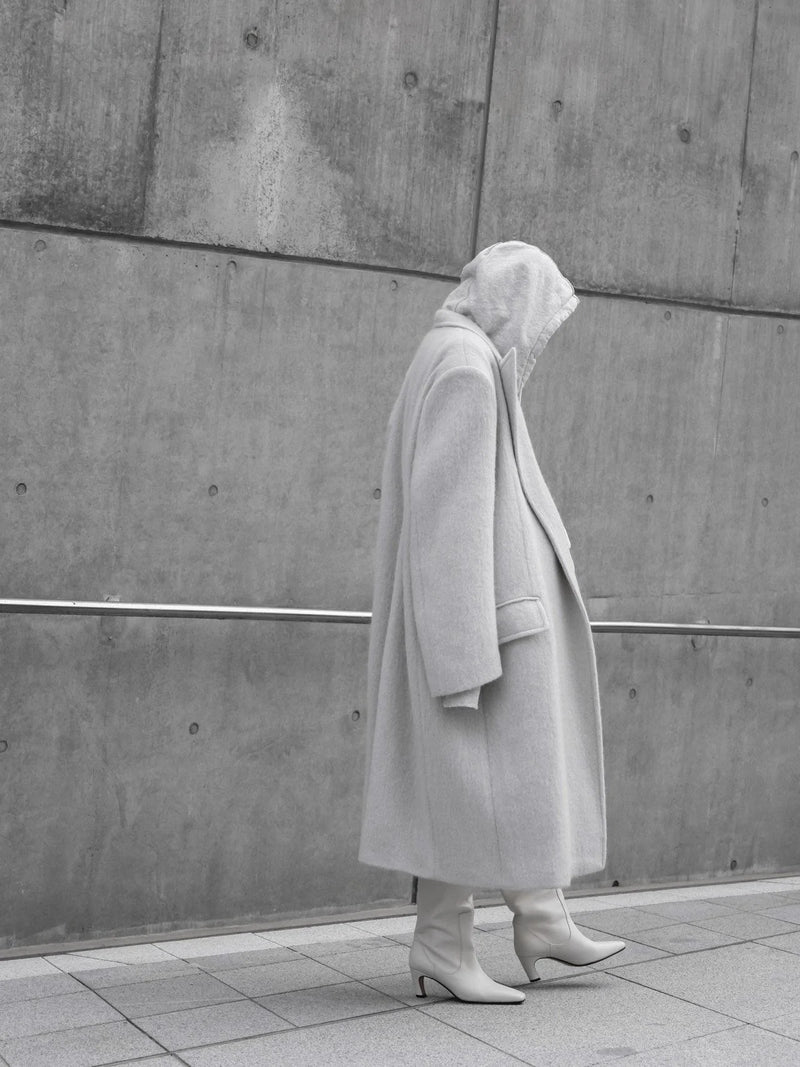 PEAKED LAPEL MOHAIR MAXI COAT