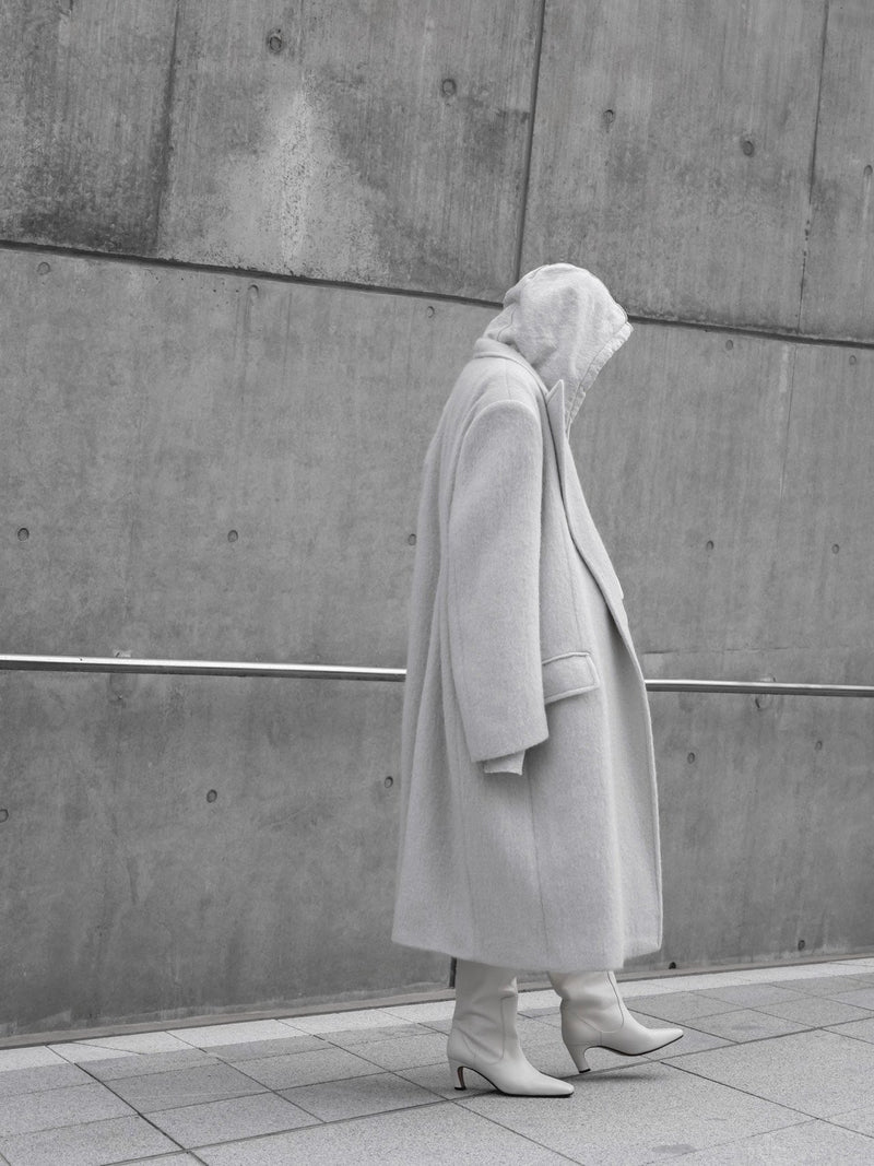 PEAKED LAPEL MOHAIR MAXI COAT