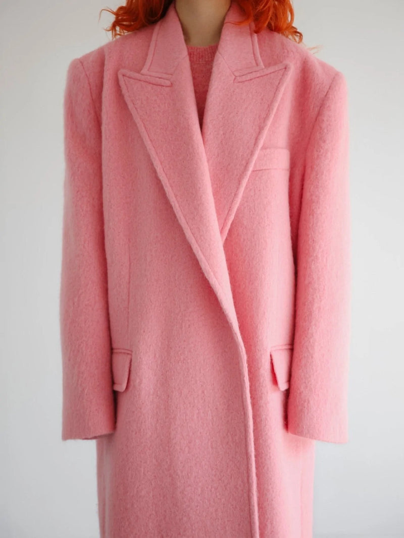 PEAKED LAPEL MOHAIR MAXI COAT