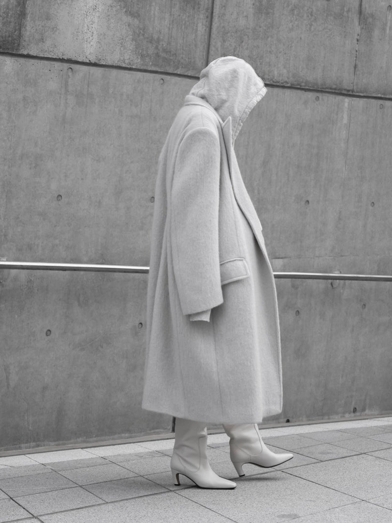 PEAKED LAPEL MOHAIR MAXI COAT