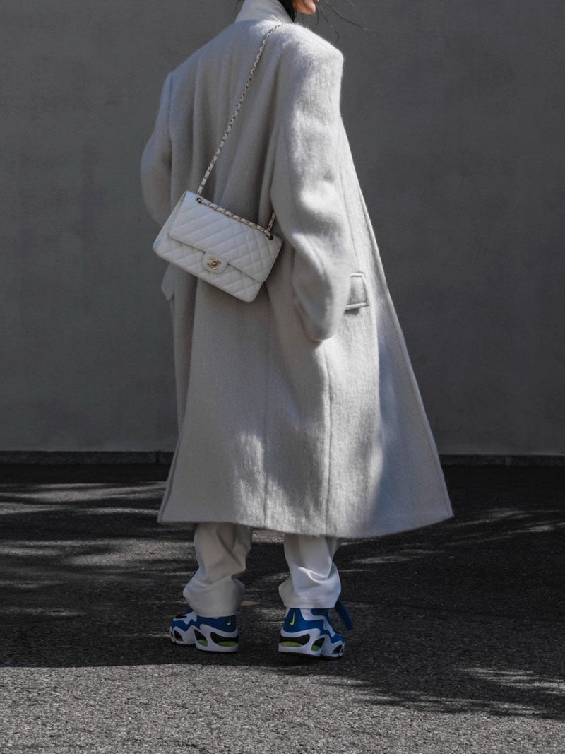 PEAKED LAPEL MOHAIR MAXI COAT