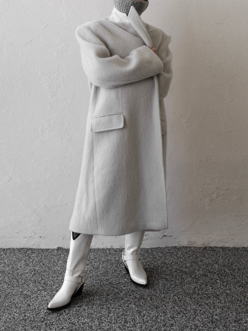 PEAKED LAPEL MOHAIR MAXI COAT