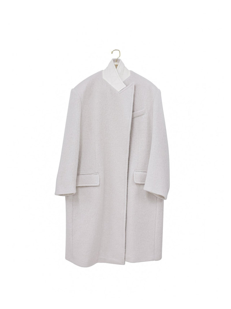 PEAKED LAPEL MOHAIR MAXI COAT