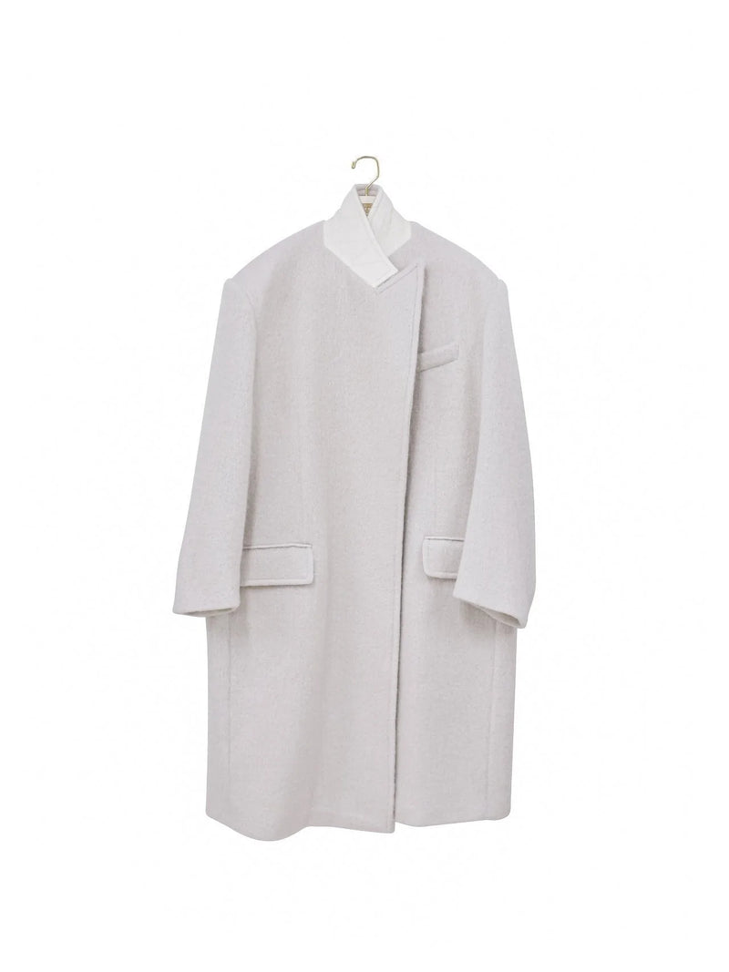 PEAKED LAPEL MOHAIR MAXI COAT