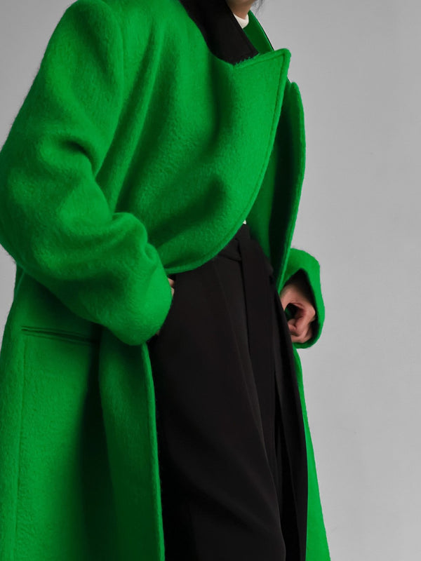 PEAKED LAPEL MOHAIR MAXI COAT