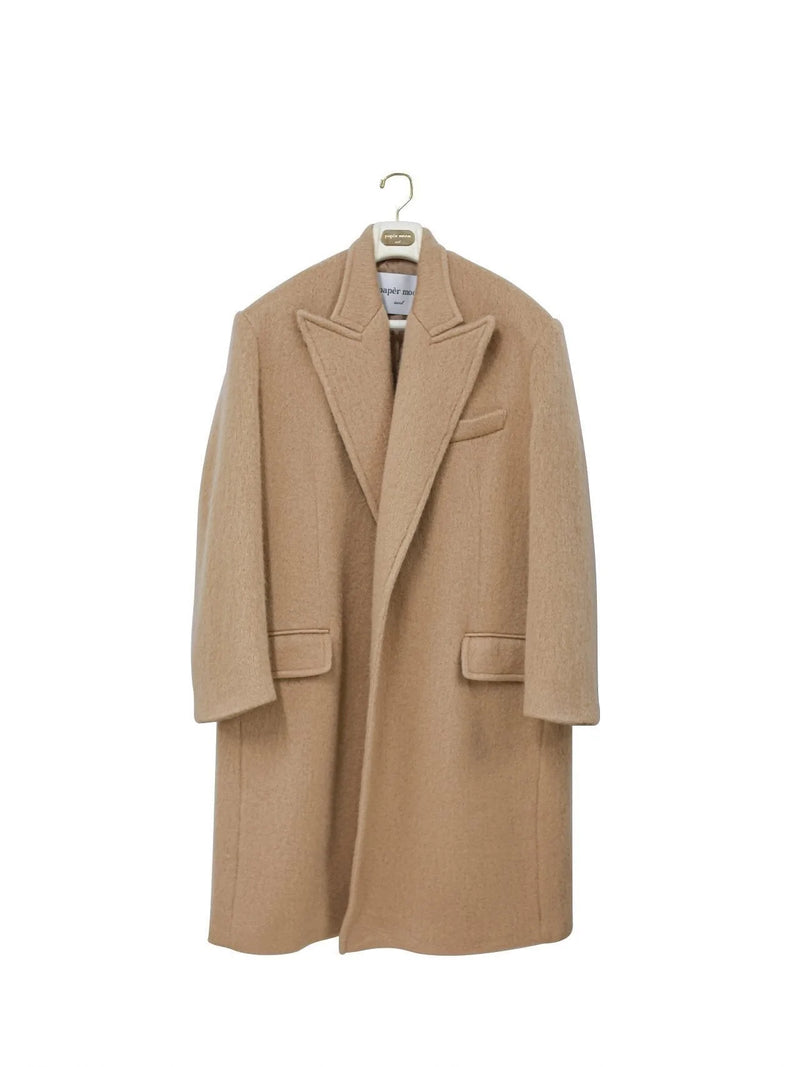 PEAKED LAPEL MOHAIR MAXI COAT