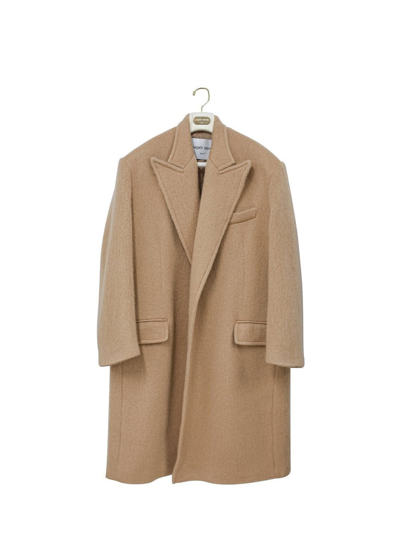 PEAKED LAPEL MOHAIR MAXI COAT