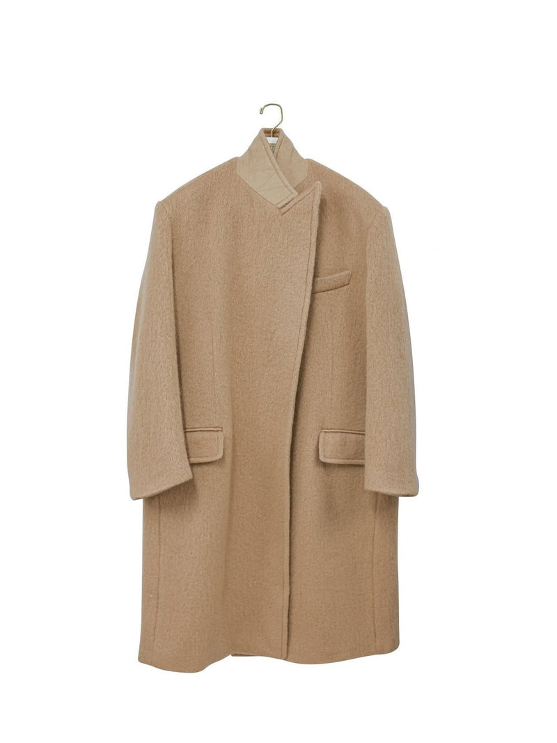 PEAKED LAPEL MOHAIR MAXI COAT