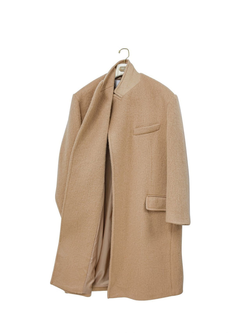 PEAKED LAPEL MOHAIR MAXI COAT