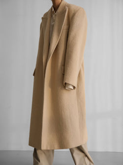 PEAKED LAPEL MOHAIR MAXI COAT