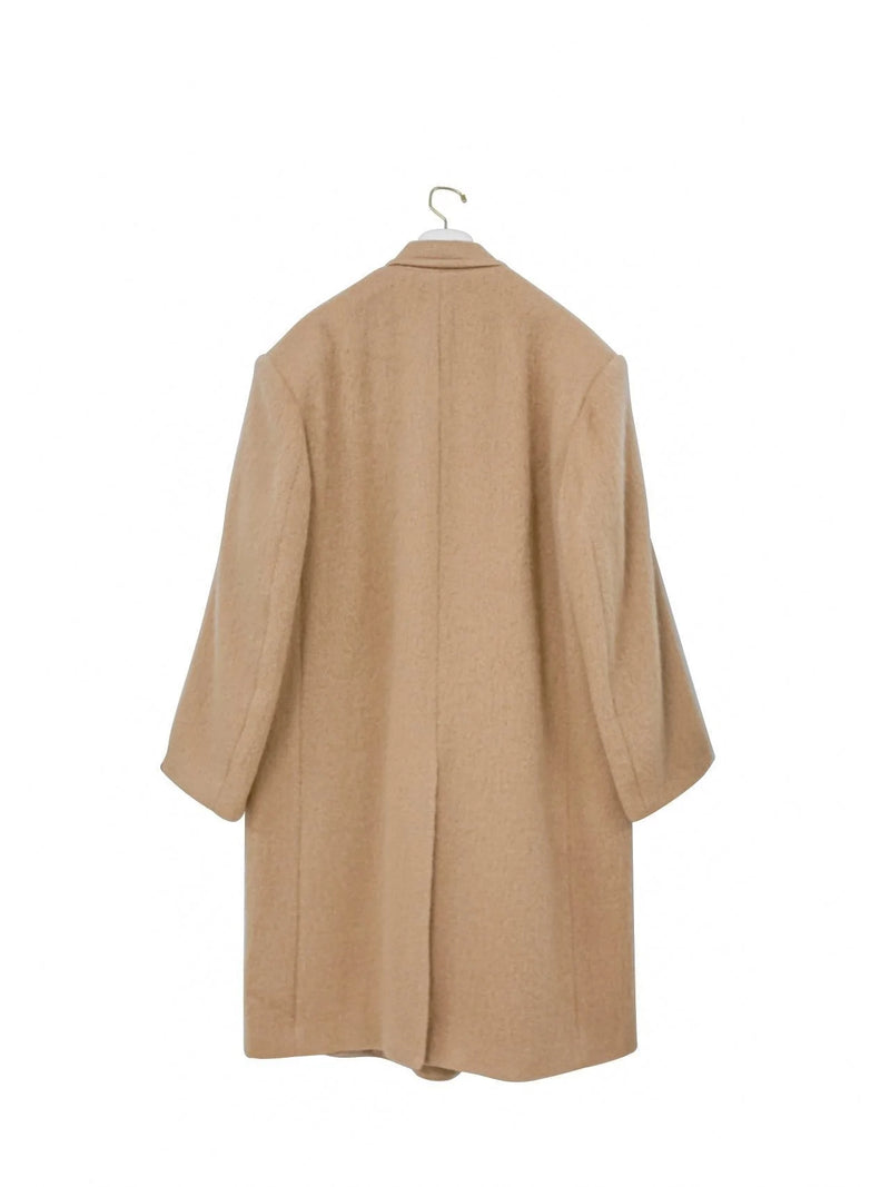 PEAKED LAPEL MOHAIR MAXI COAT