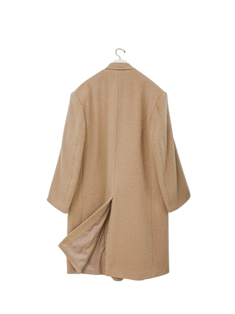 PEAKED LAPEL MOHAIR MAXI COAT