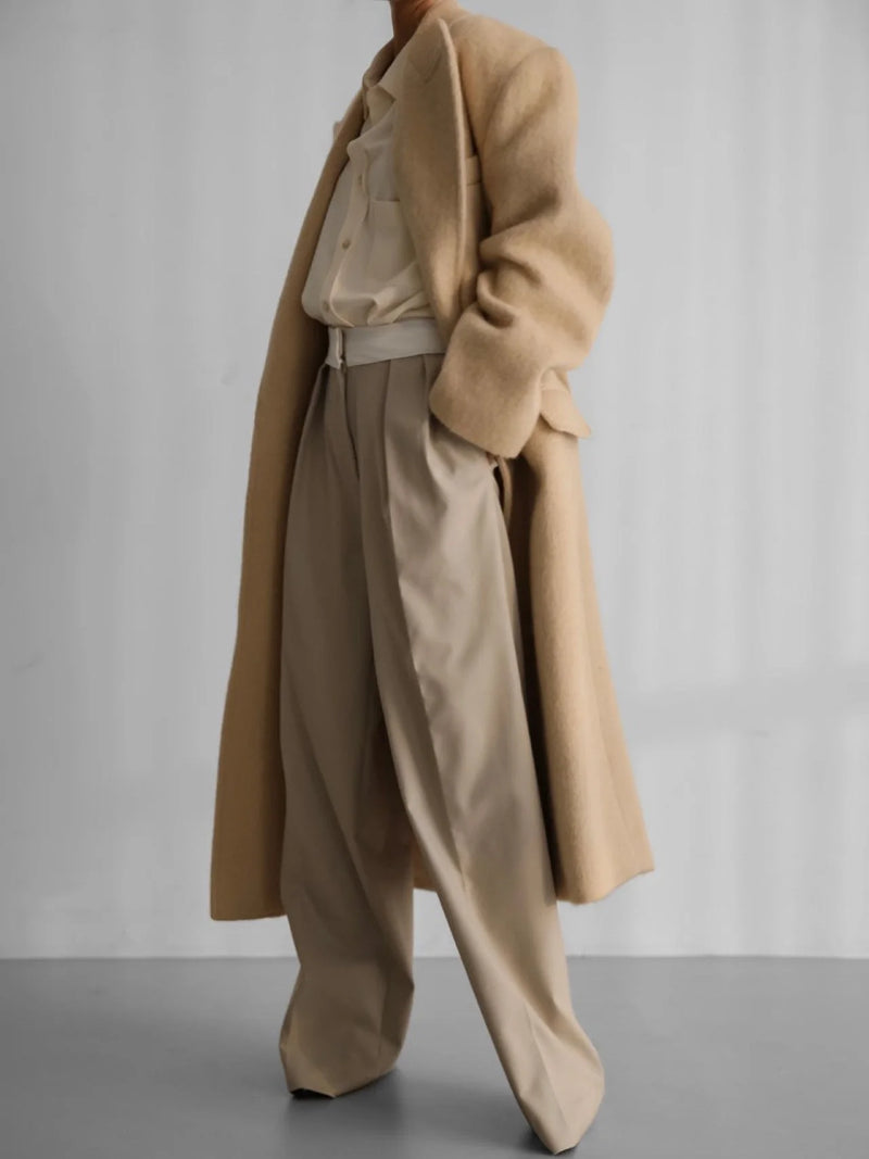 PEAKED LAPEL MOHAIR MAXI COAT