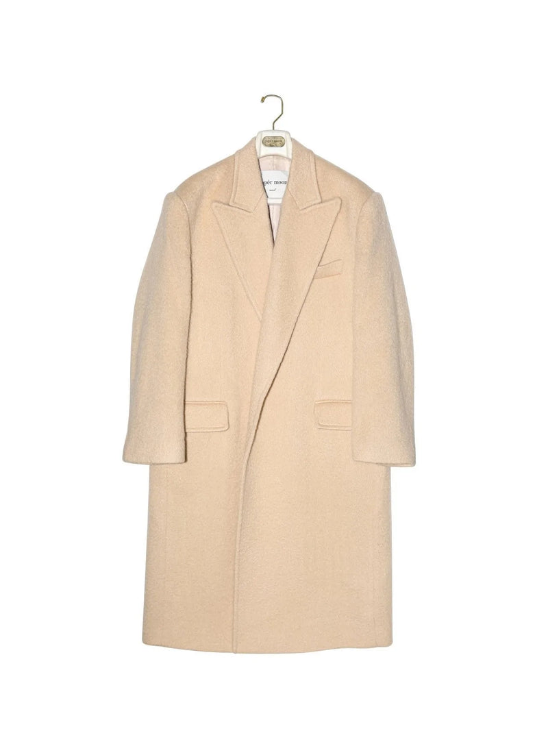 PEAKED LAPEL MOHAIR MAXI COAT