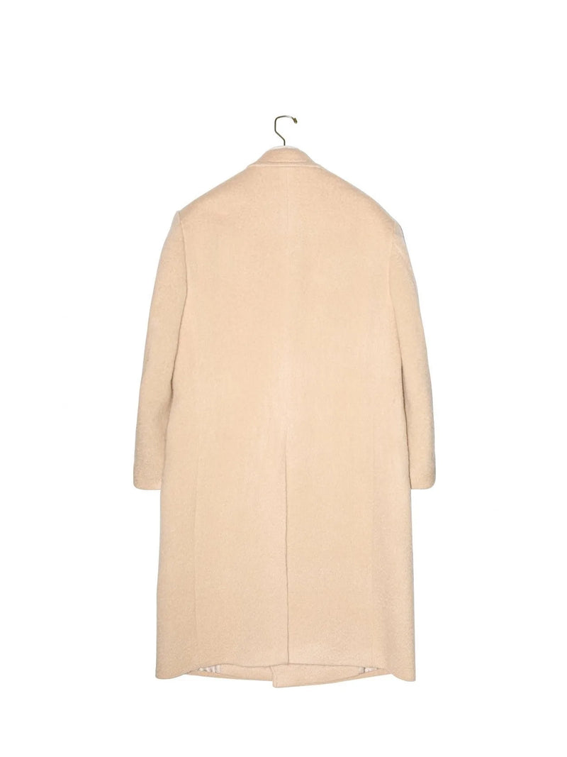 PEAKED LAPEL MOHAIR MAXI COAT