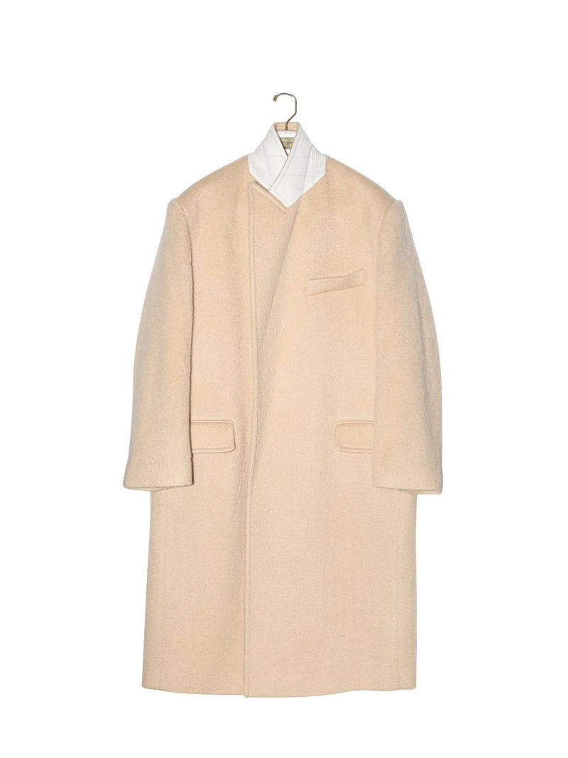 PEAKED LAPEL MOHAIR MAXI COAT