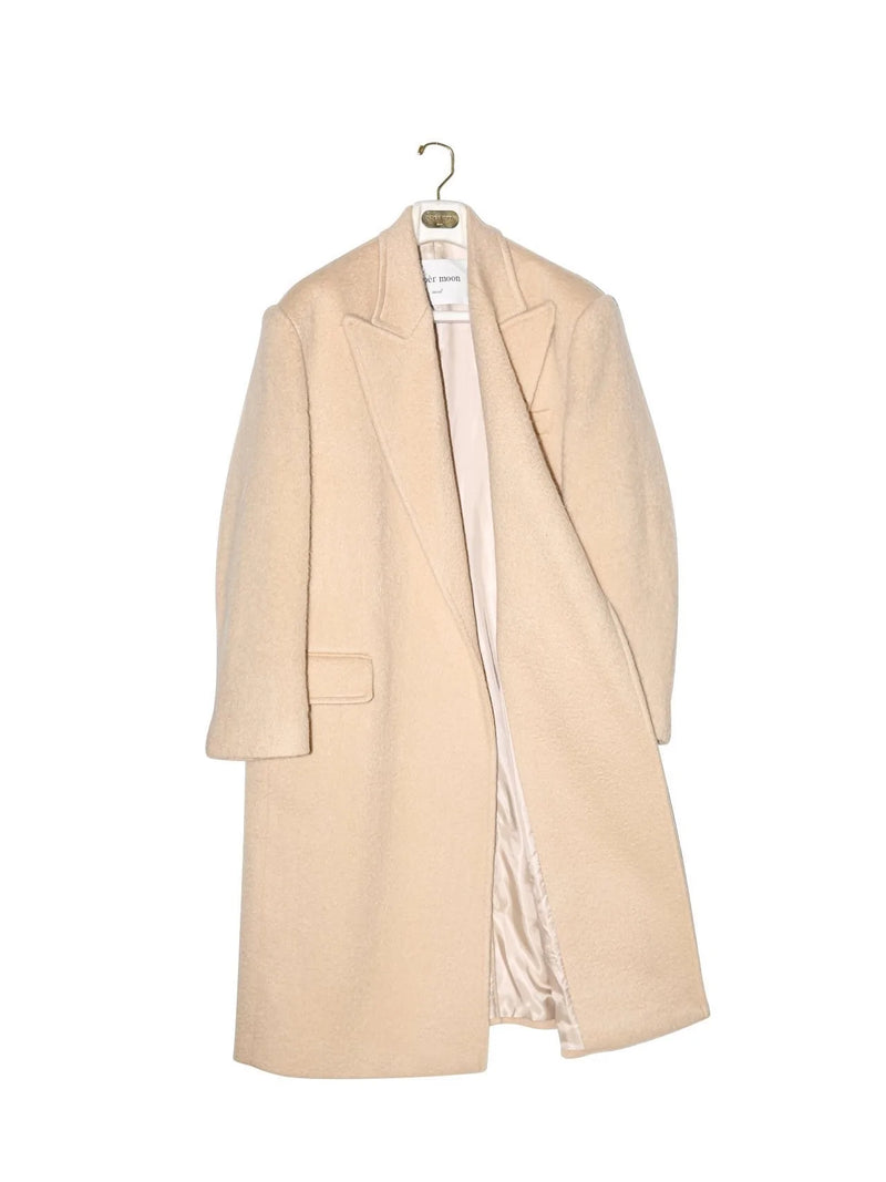 PEAKED LAPEL MOHAIR MAXI COAT