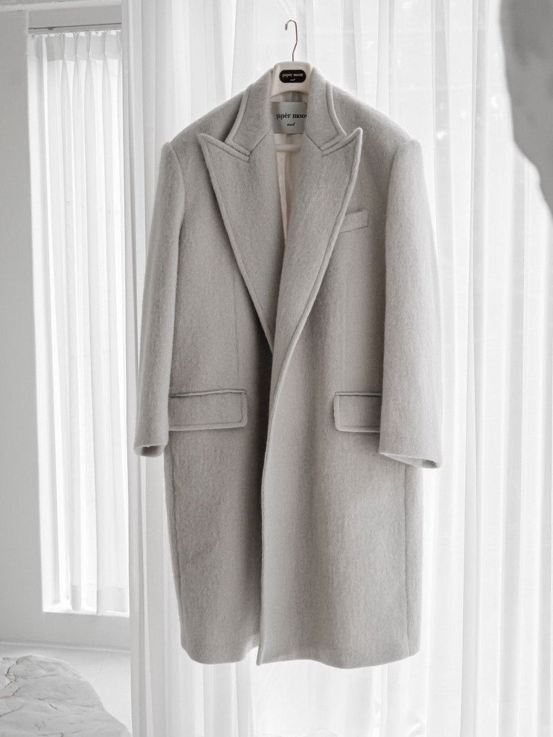 PEAKED LAPEL MOHAIR MAXI COAT