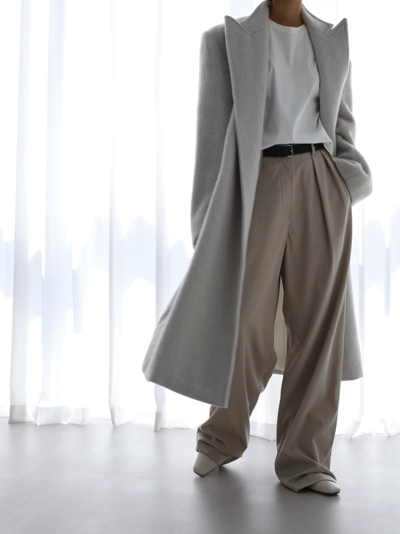 PEAKED LAPEL MOHAIR MAXI COAT