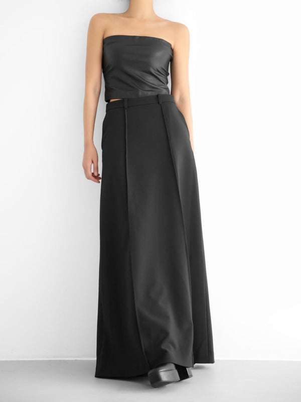 PIN TUCK FLARED MAXI SKIRT