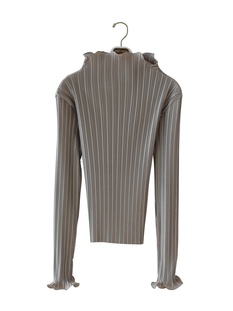 PLEATED WAVE HIGH COLLAR TOP