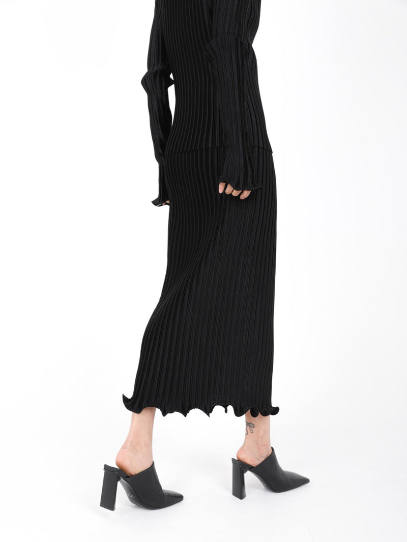 PLEATED WAVE MIDI SKIRT