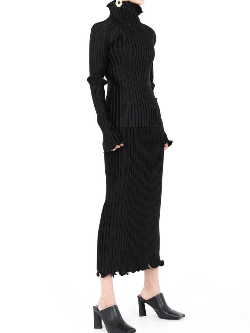 PLEATED WAVE MIDI SKIRT