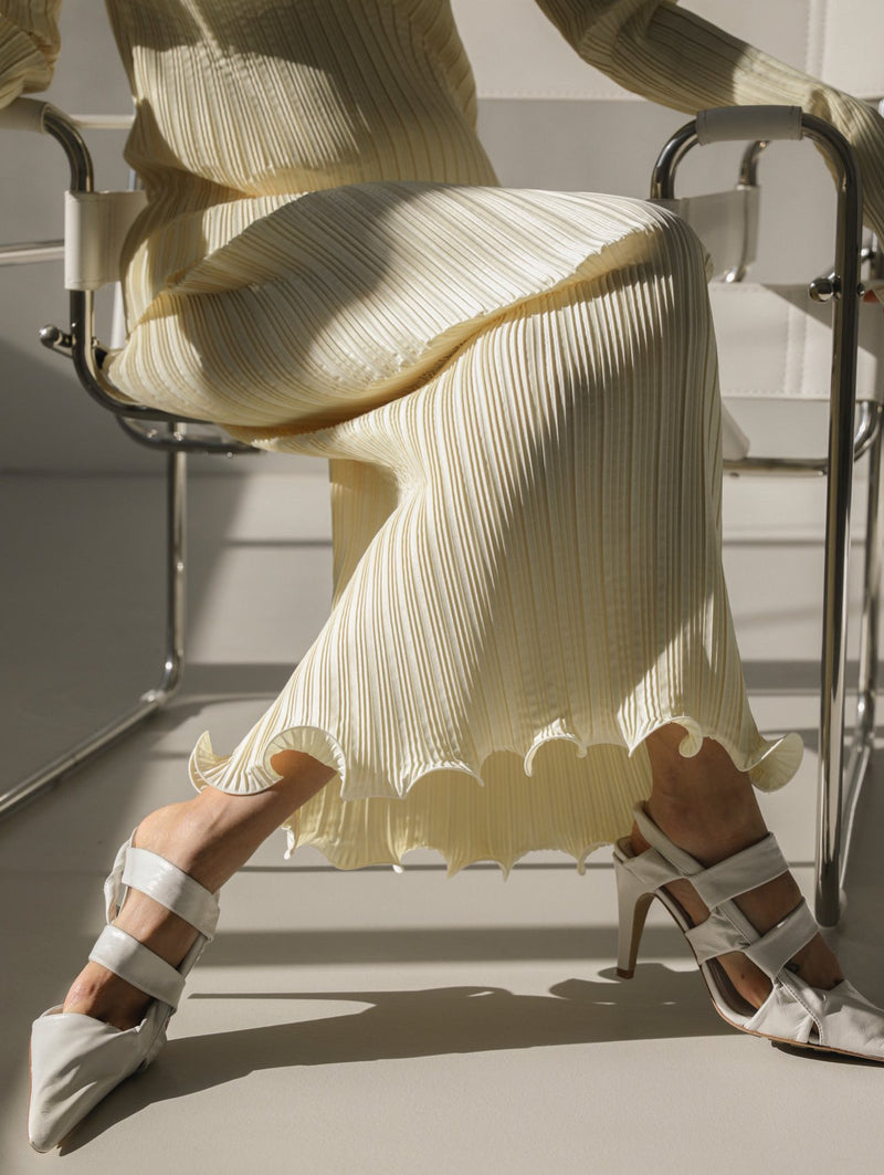 PLEATED WAVE MIDI SKIRT