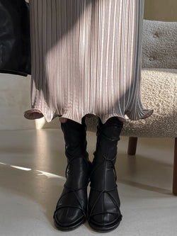 PLEATED WAVE MIDI SKIRT