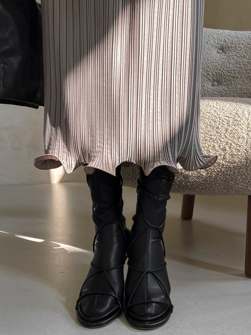 PLEATED WAVE MIDI SKIRT