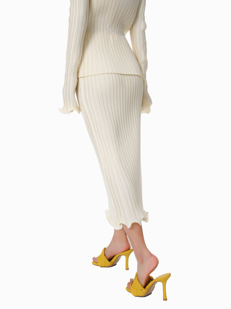 PLEATED WAVE MIDI SKIRT
