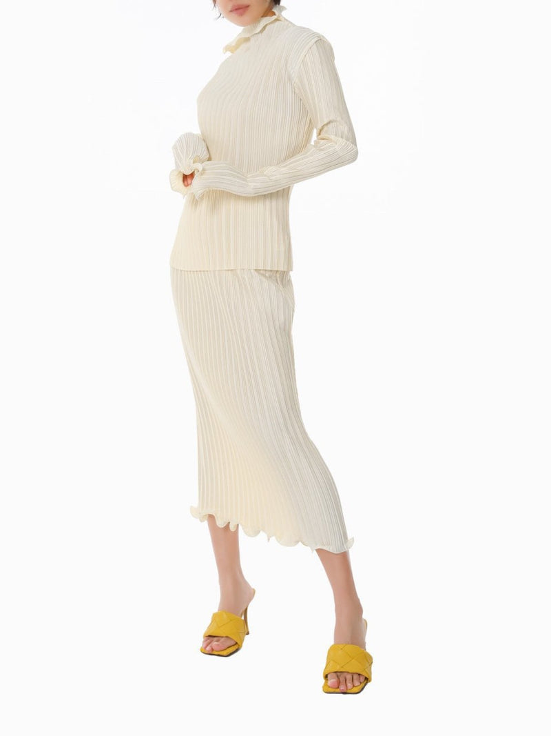 PLEATED WAVE MIDI SKIRT
