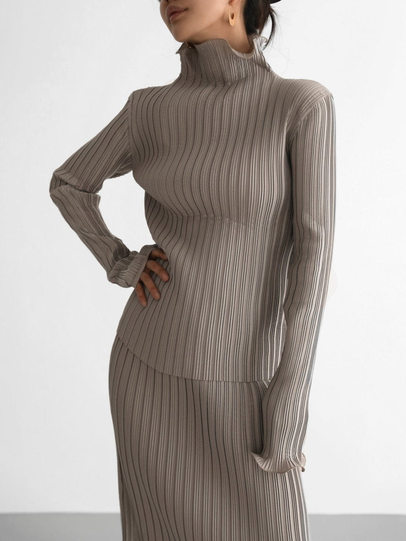 PLEATED WAVE MIDI SKIRT