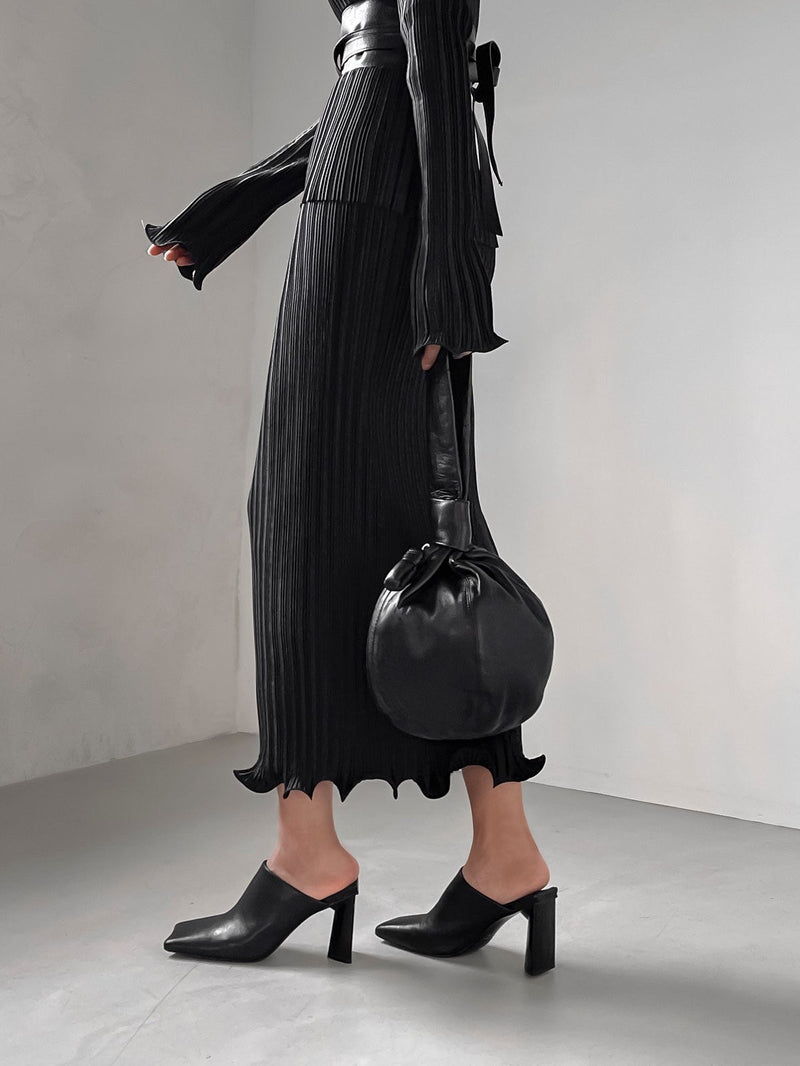 PLEATED WAVE MIDI SKIRT