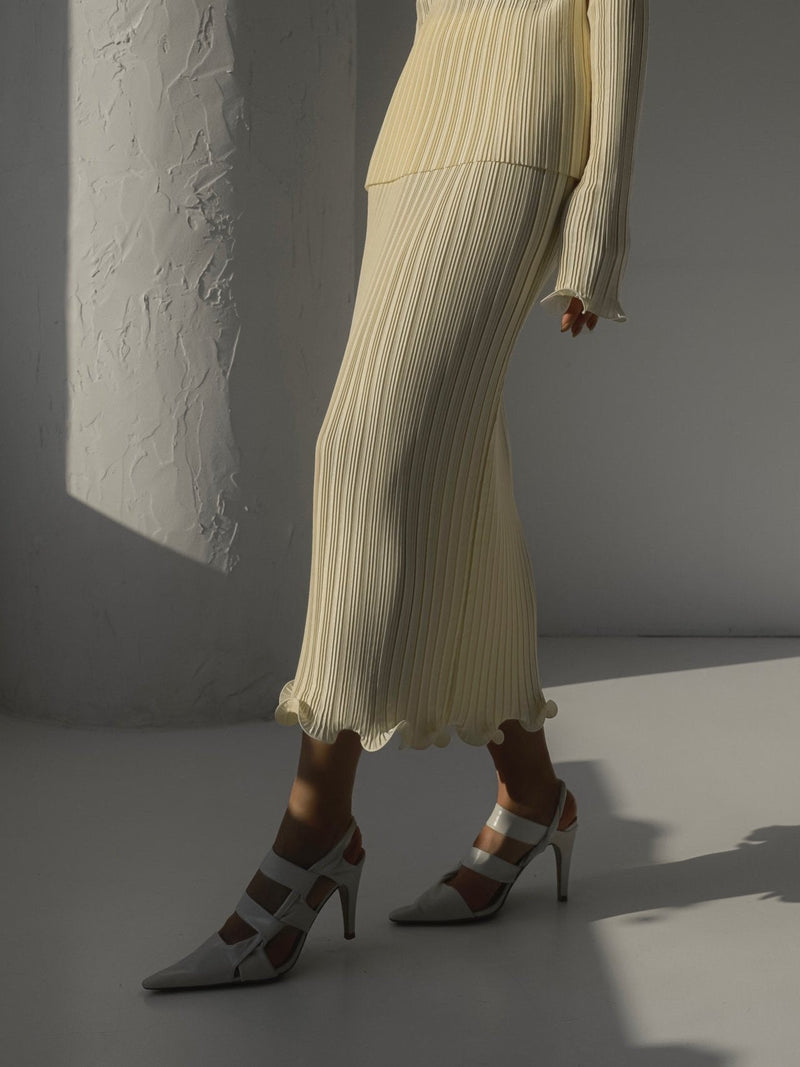 PLEATED WAVE MIDI SKIRT