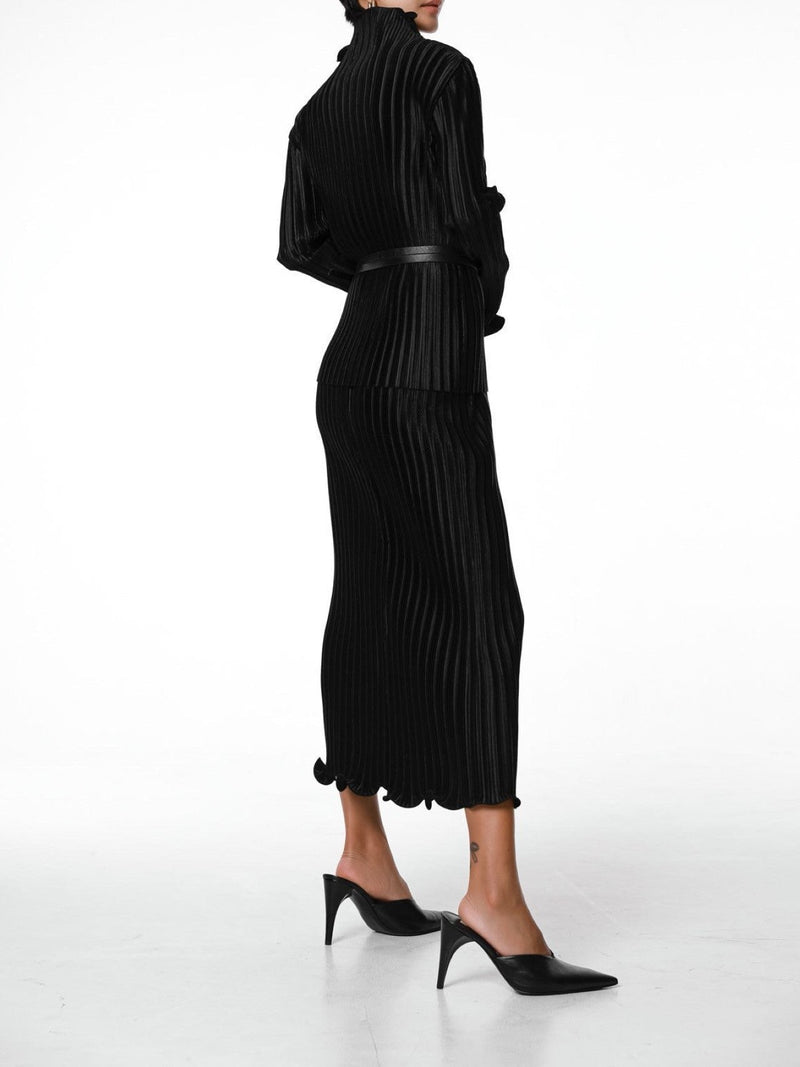 PLEATED WAVE MIDI SKIRT