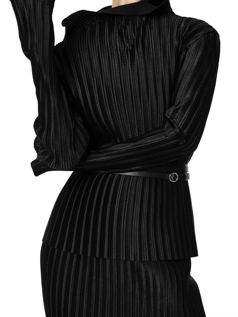 PLEATED WAVE MIDI SKIRT