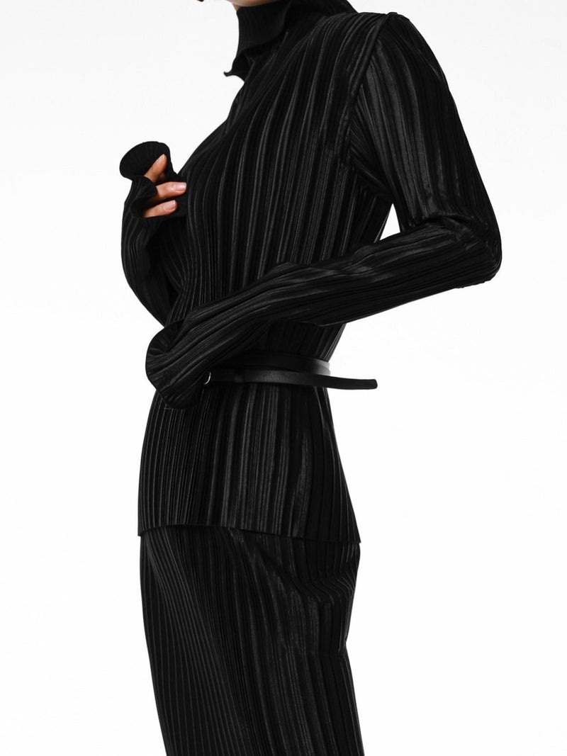 PLEATED WAVE MIDI SKIRT