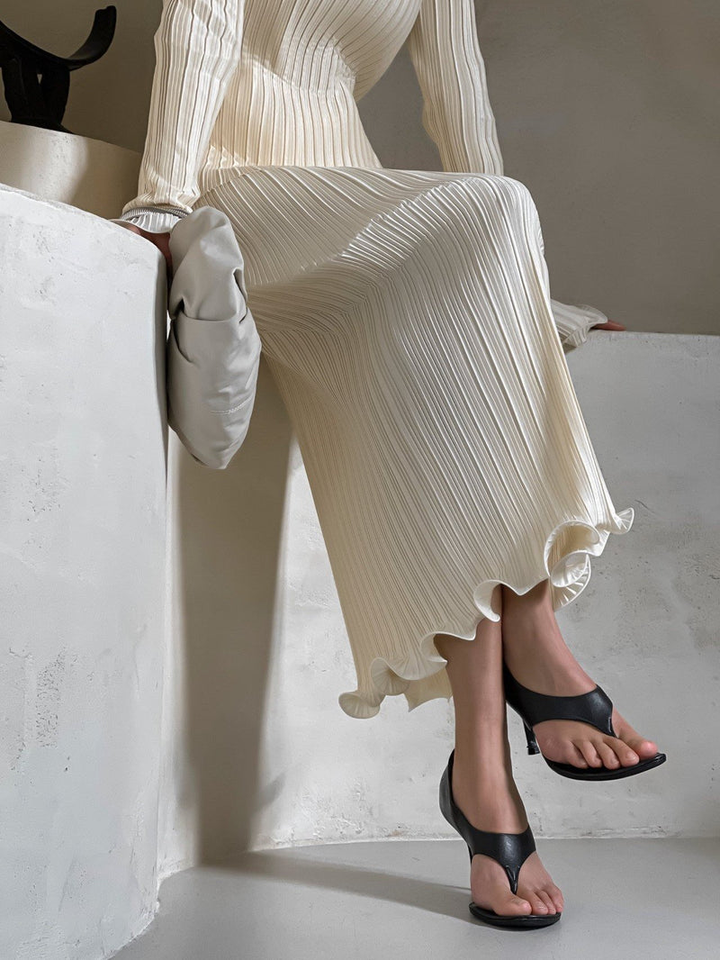 PLEATED WAVE MIDI SKIRT