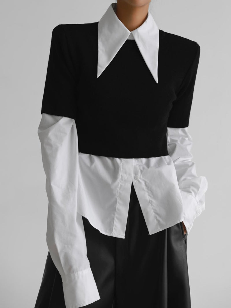 POINT COLLAR LONG SLEEVE BUTTON DOWN SHIRT