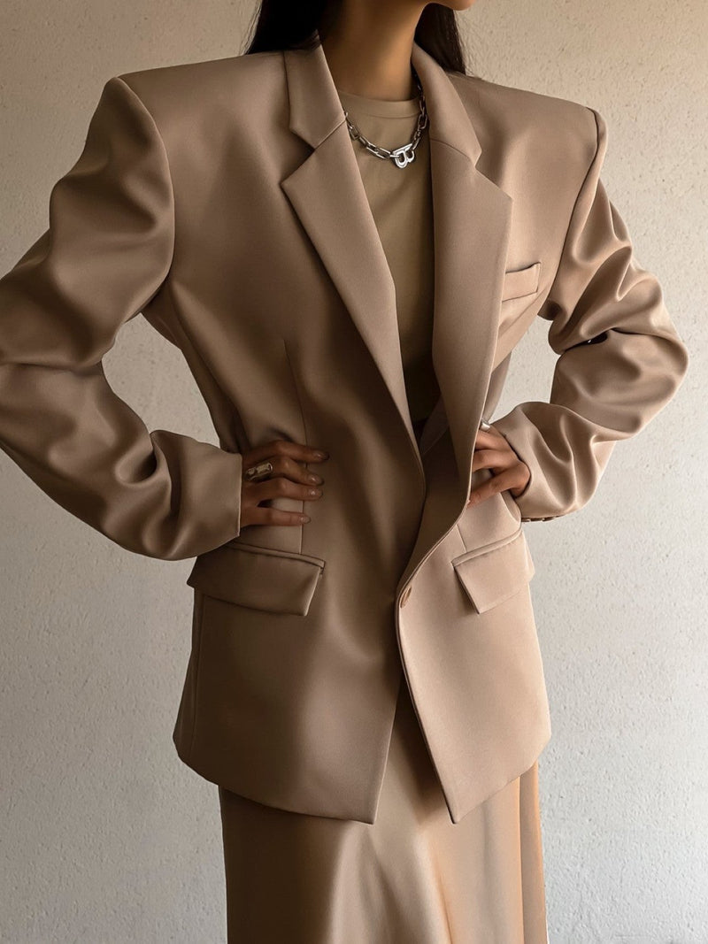 OVERSIZED SQUARE SHOULDER TWILL BLAZER