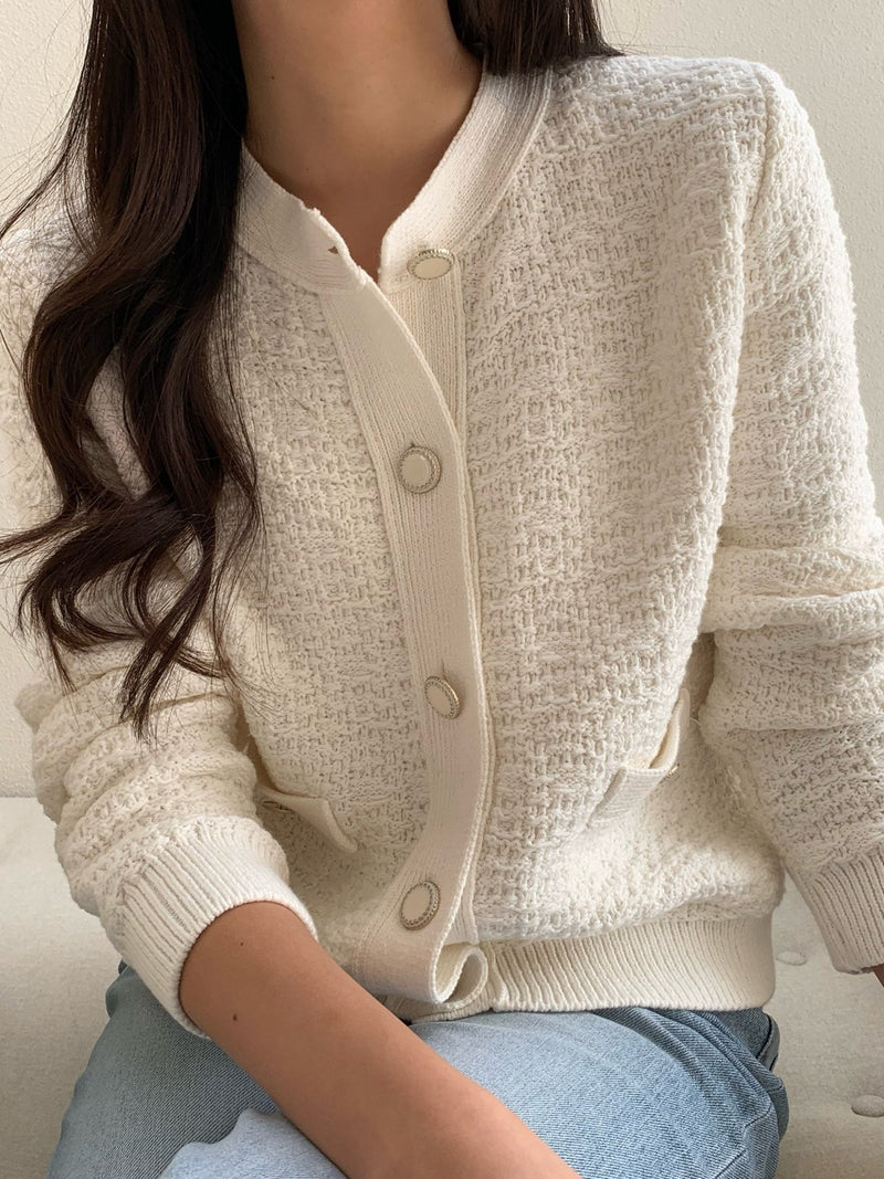 PREMIUM COTTON TWEED KNIT CARDIGAN