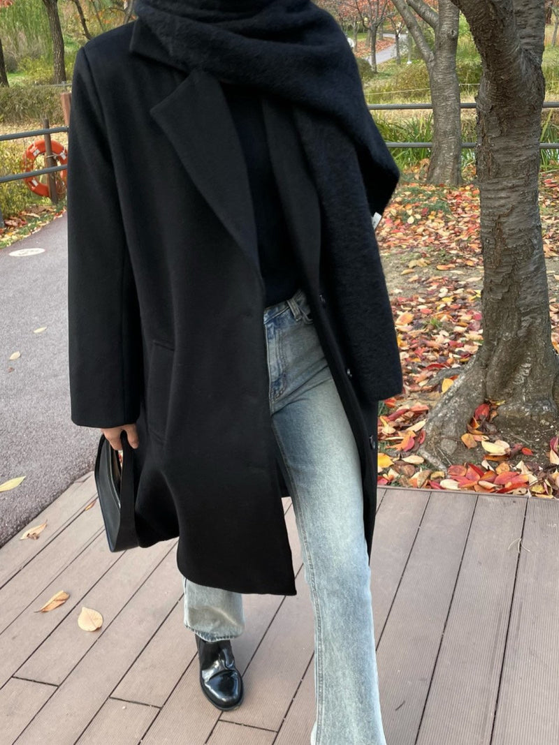 PREMIUM WOOL THREE BUTTON OVERSIZED COAT