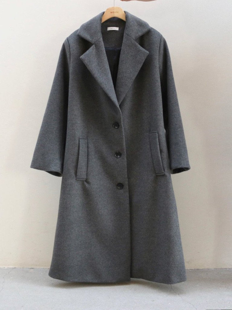 PREMIUM WOOL THREE BUTTON OVERSIZED COAT