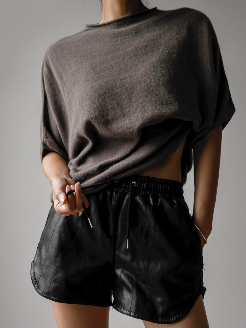 QUILTED VEGAN LEATHER SHORTS