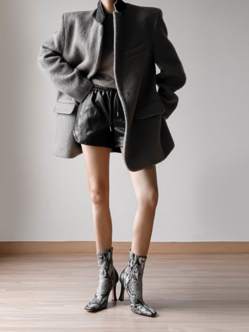 QUILTED VEGAN LEATHER SHORTS